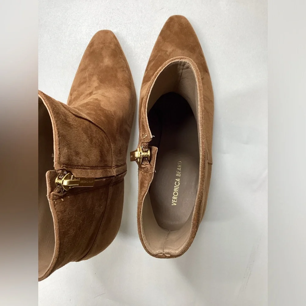 Veronica Beard Kelby Kitten Heel Boots In Brown Size 8.5
